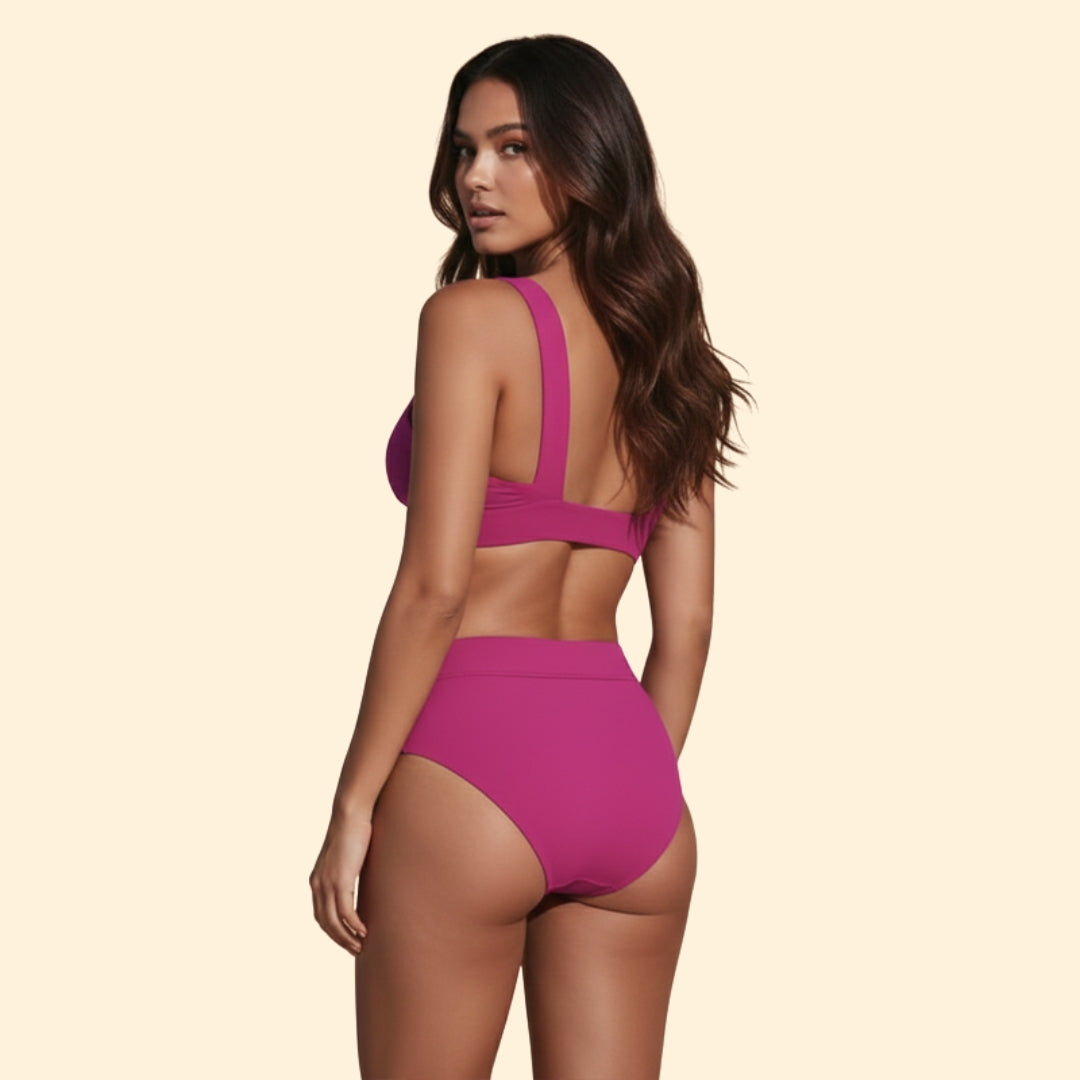 Women's Bikini Set with High-Waisted Bottom