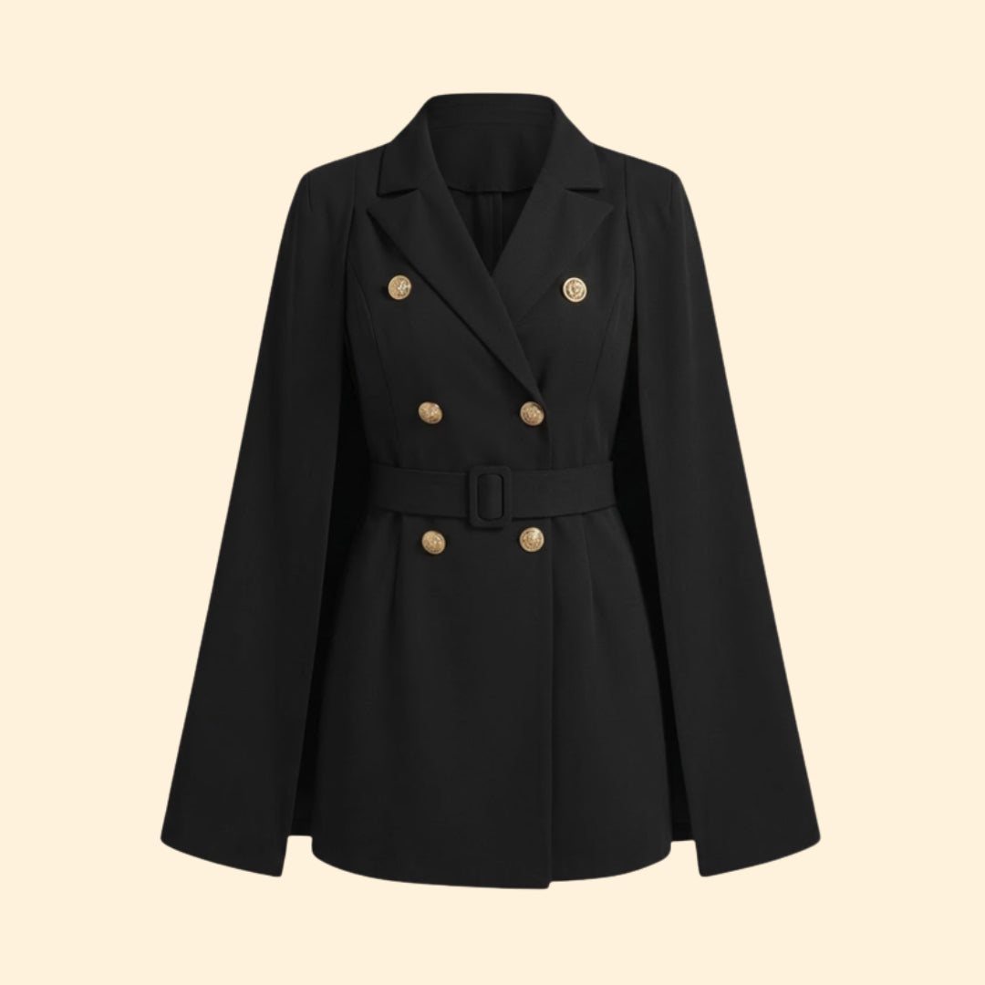 Women’s Blazer Mini Dress with Belt and Gold Buttons