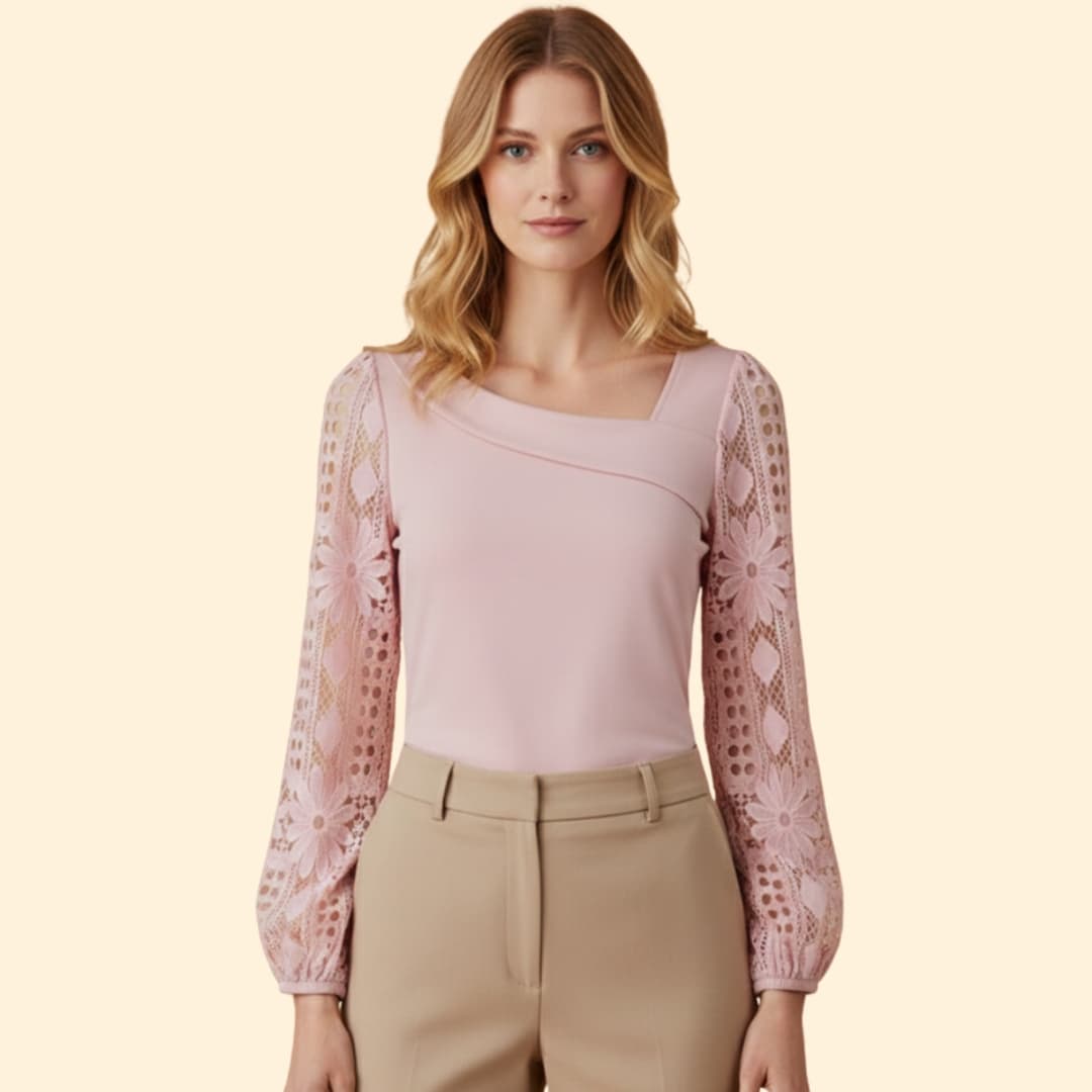 Women’s Blouse with Lace Sleeve Detail