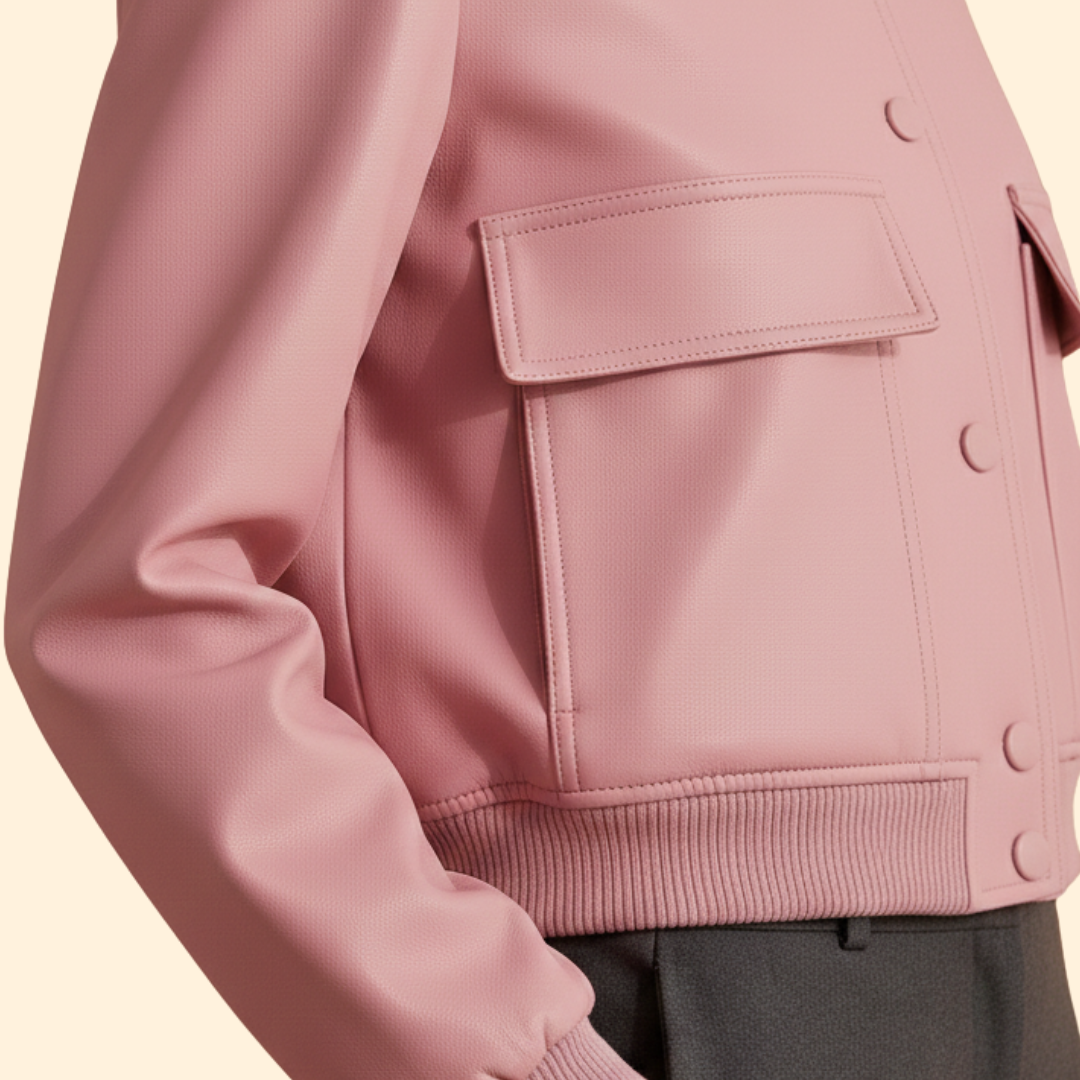 Women’s Bomber Jacket with Ribbed Hem and Pockets