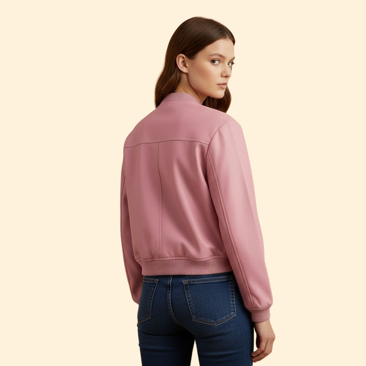 Women’s Bomber Jacket with Chest Flap Pockets