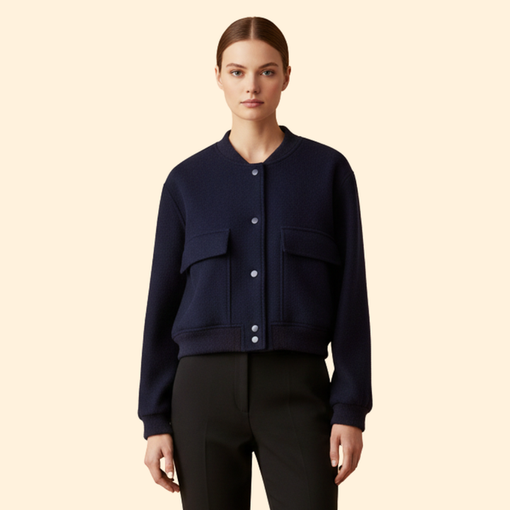 Women’s Bomber Jacket with Chest Flap Pockets