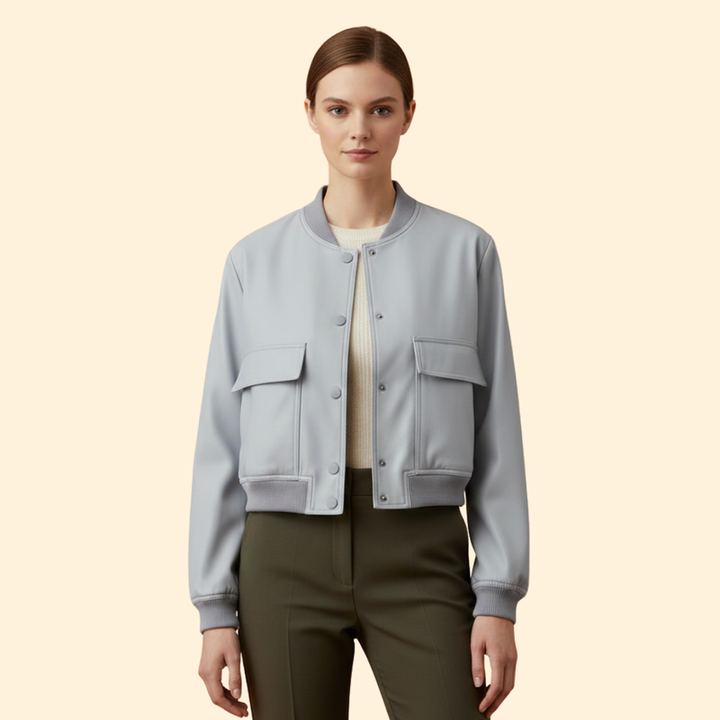 Women’s Bomber Jacket with Chest Flap Pockets
