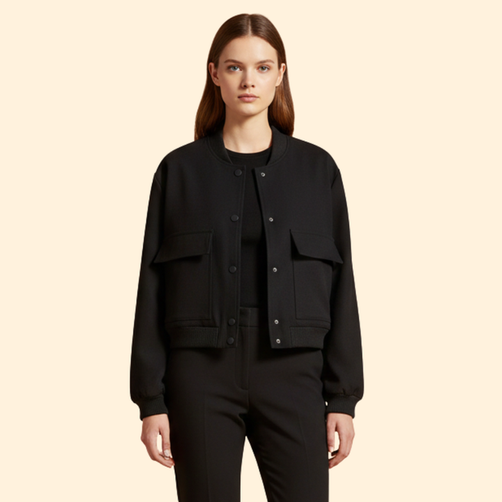 Women’s Bomber Jacket with Chest Flap Pockets