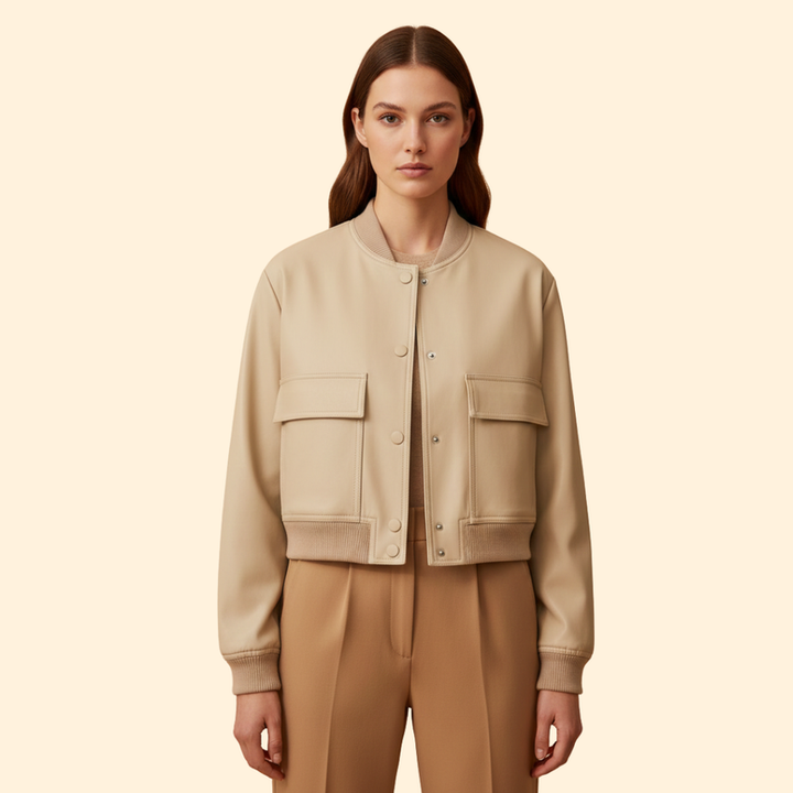 Women’s Bomber Jacket with Chest Flap Pockets