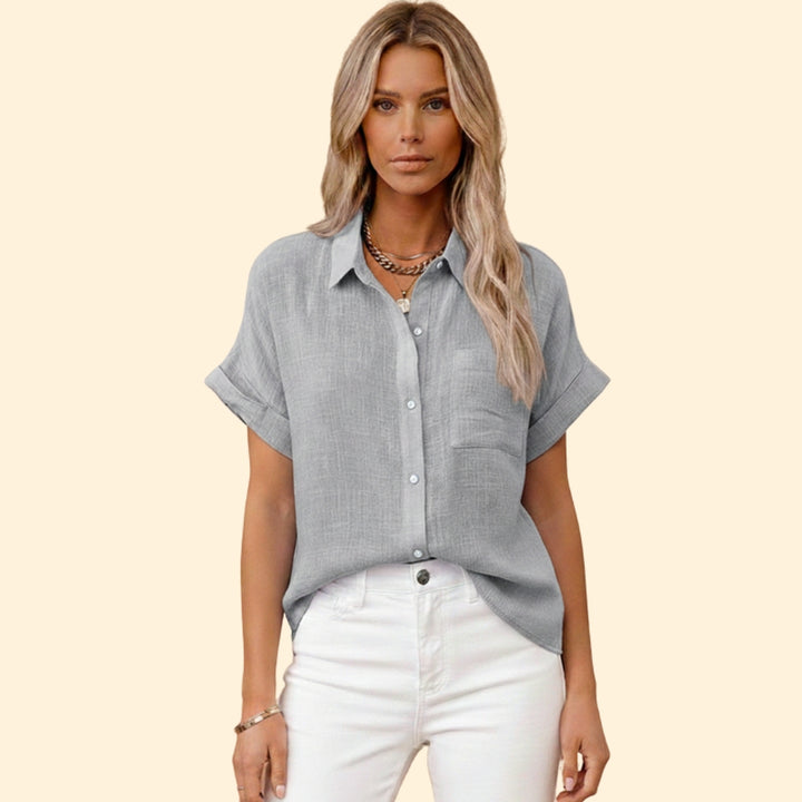 Women’s Button-Down Blouse with Front Pocket