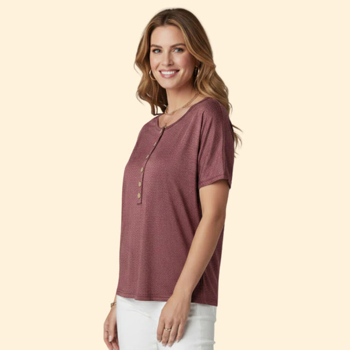Women’s Button-Front T-Shirt with Short Sleeves