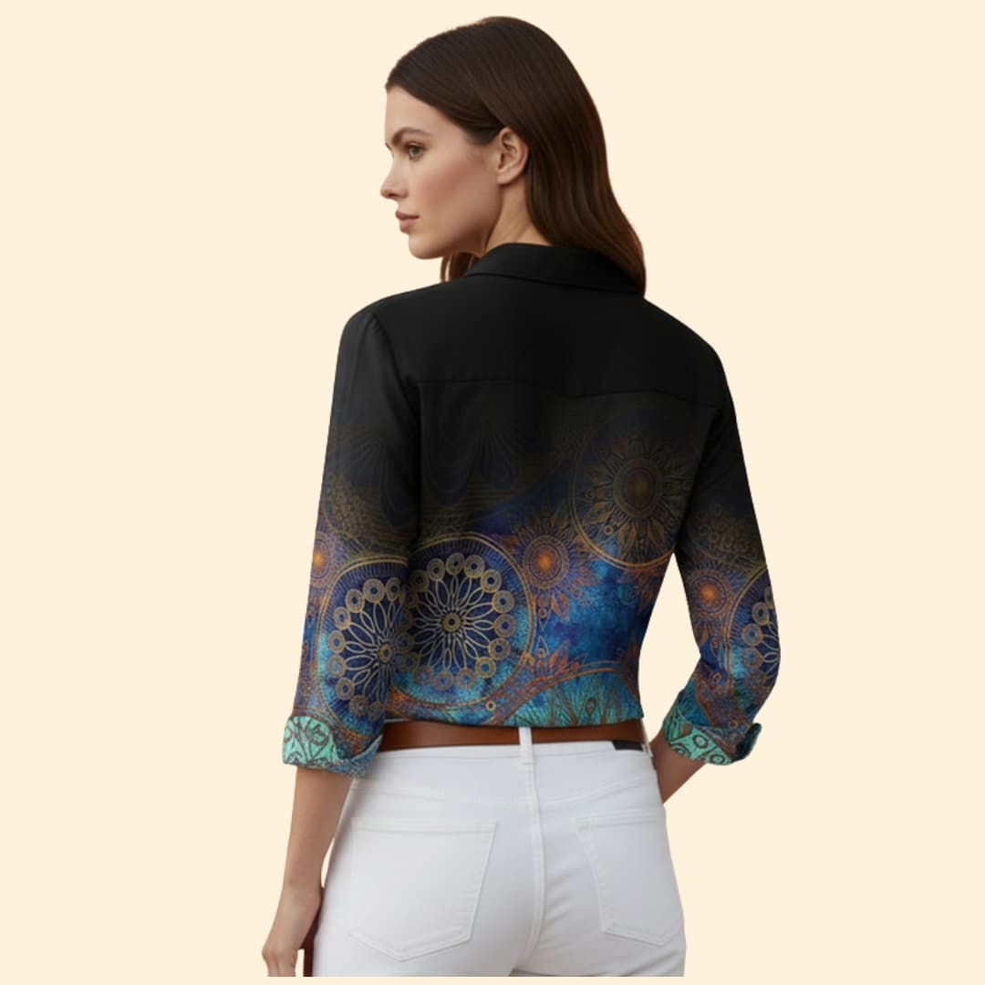 Women’s Button-up Blouse with Floral Print