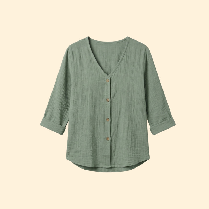 Women’s Button Down Blouse with V-Neckline