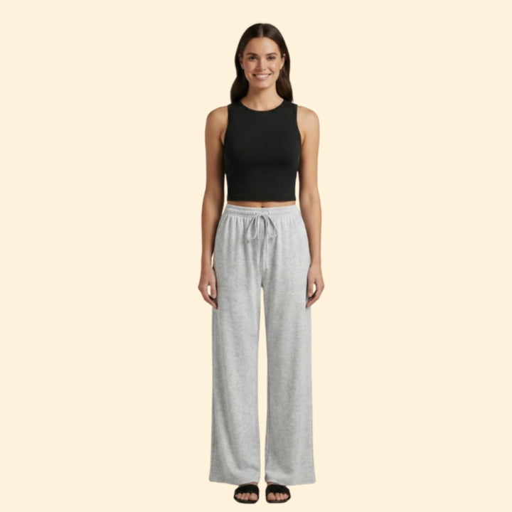 Women’s Casual Set with Wide-Leg Trousers