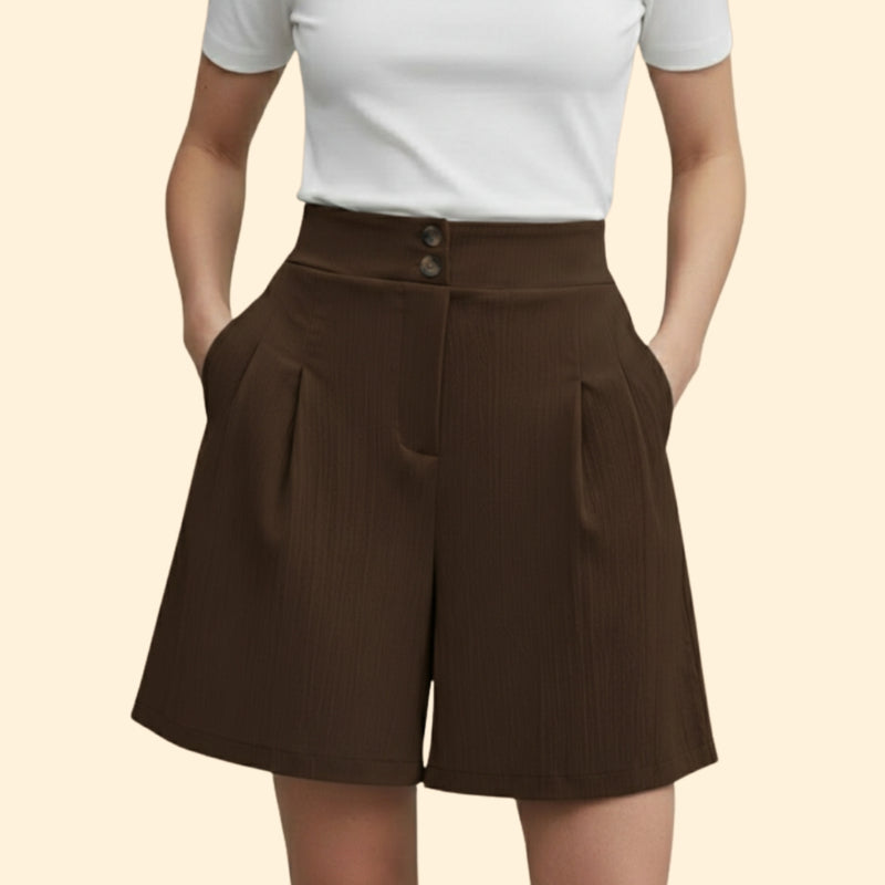 Women’s Casual Shorts with Decorative Button Placket