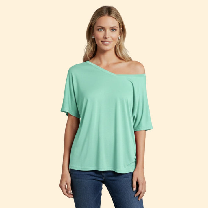 Women’s Casual T-Shirt with One-Shoulder Design