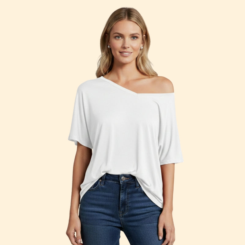 Women’s Casual T-Shirt with One-Shoulder Design