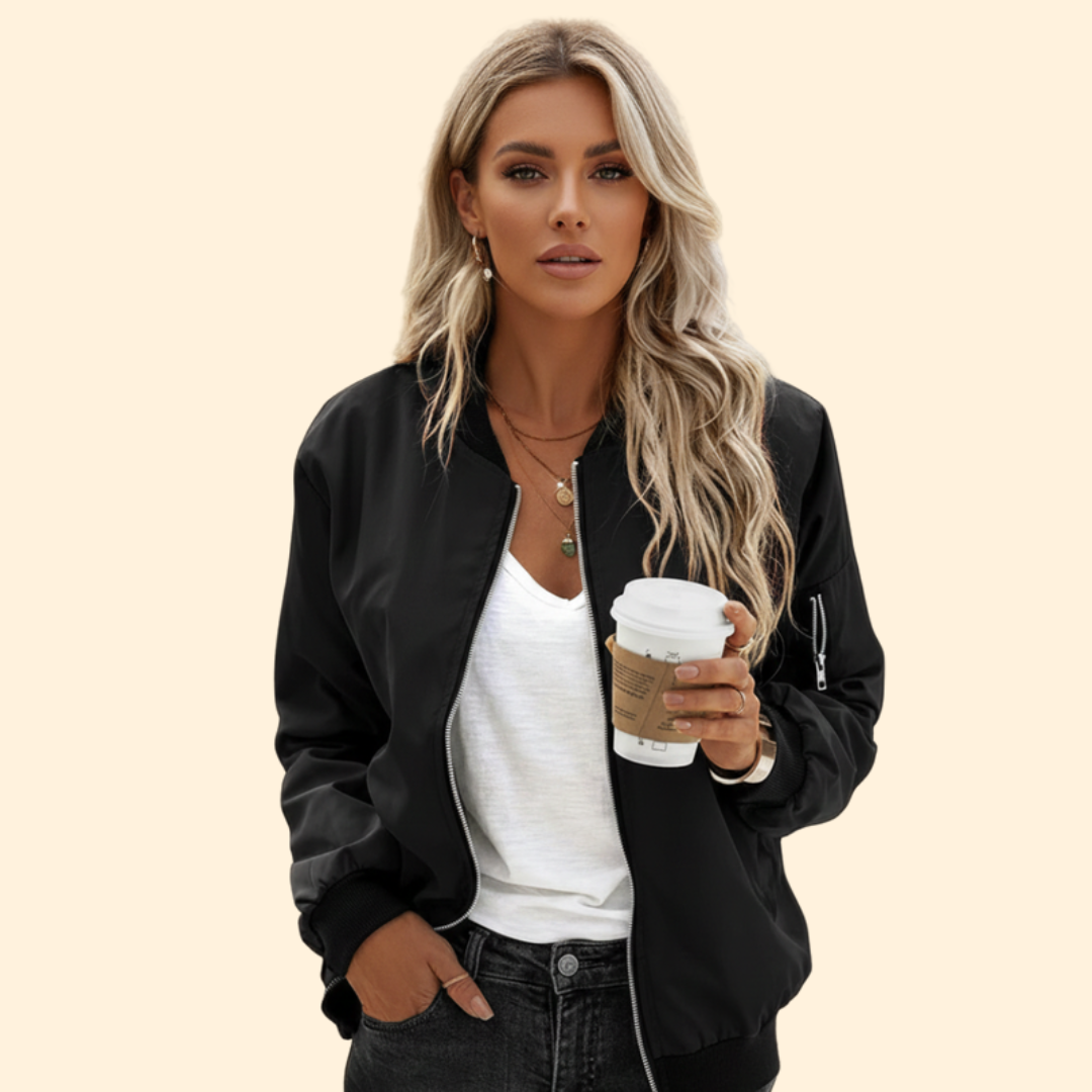 Women’s Bomber Jacket with Ribbed Cuffs