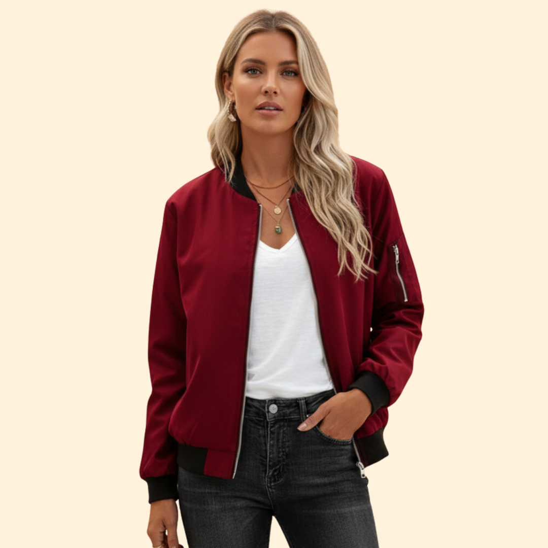 Women’s Bomber Jacket with Ribbed Cuffs