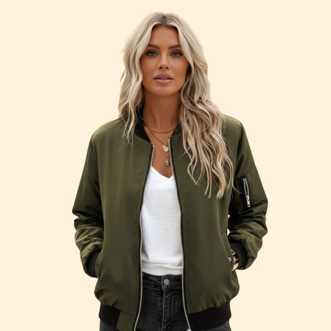 Women’s Bomber Jacket with Ribbed Cuffs
