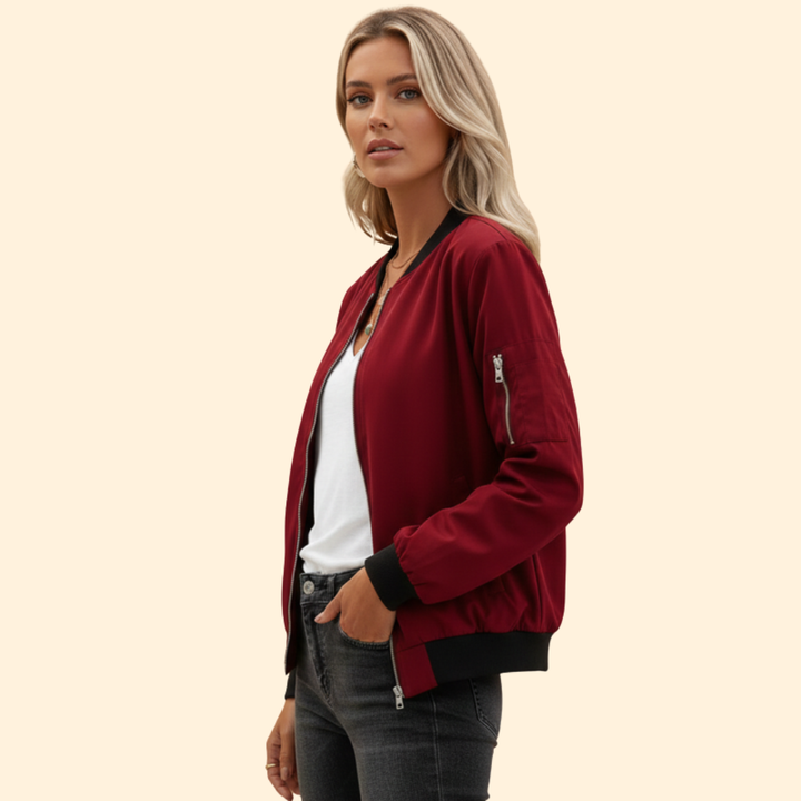 Women’s Bomber Jacket with Ribbed Cuffs