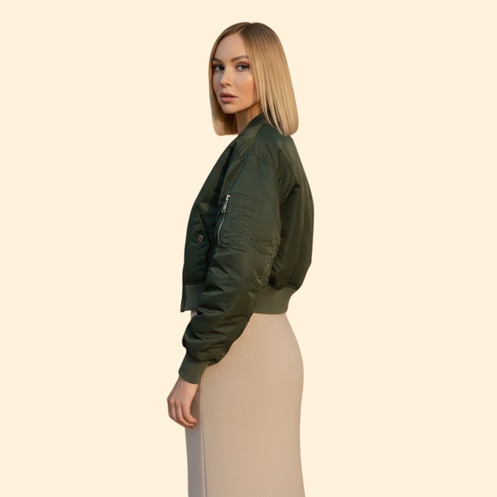Women’s Bomber Jacket with Cropped Hem Design