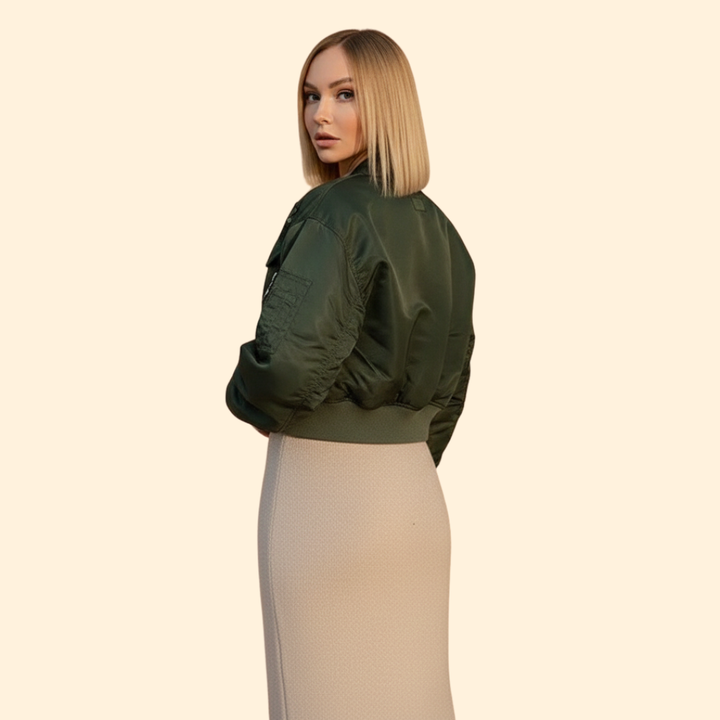 Women’s Bomber Jacket with Cropped Hem Design