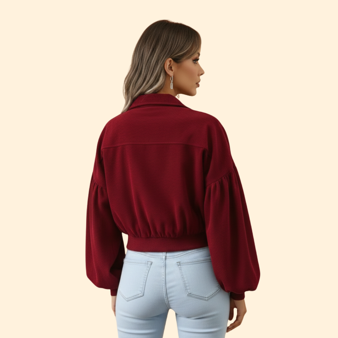 Women’s Cropped Corduroy Jacket with Snap Buttons