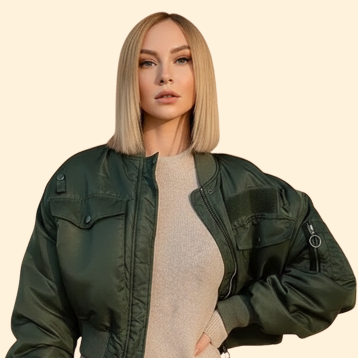 Women’s Bomber Jacket with Cropped Hem Design