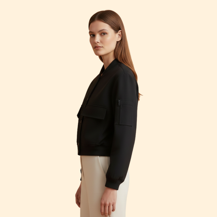 Women’s Cropped Jacket with Front Snap Buttons