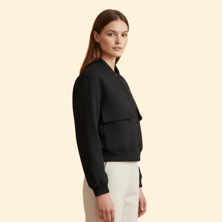 Women’s Cropped Jacket with Front Snap Buttons