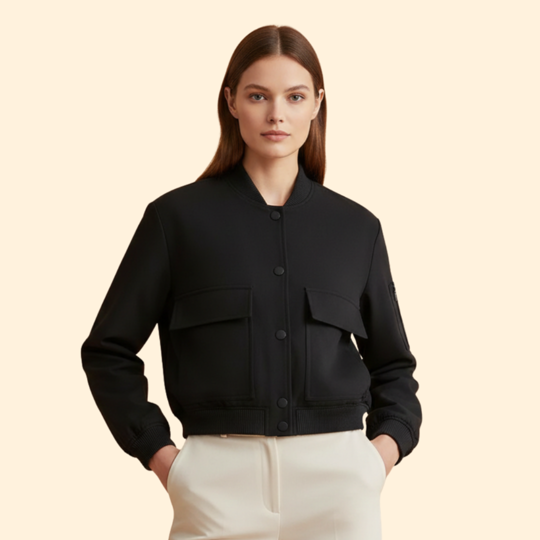 Women’s Cropped Jacket with Front Snap Buttons
