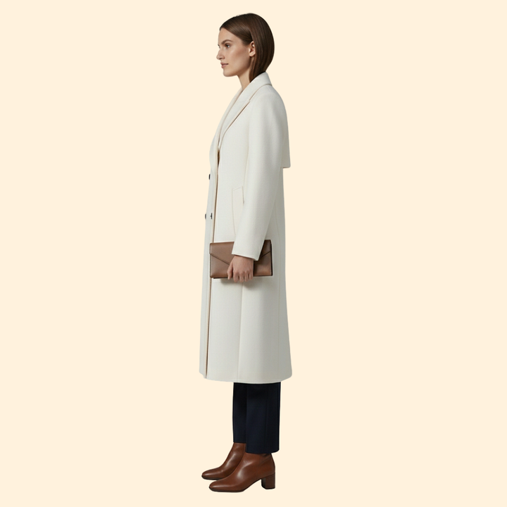 Women’s Double-Breasted Trench Coat with Front Buttons