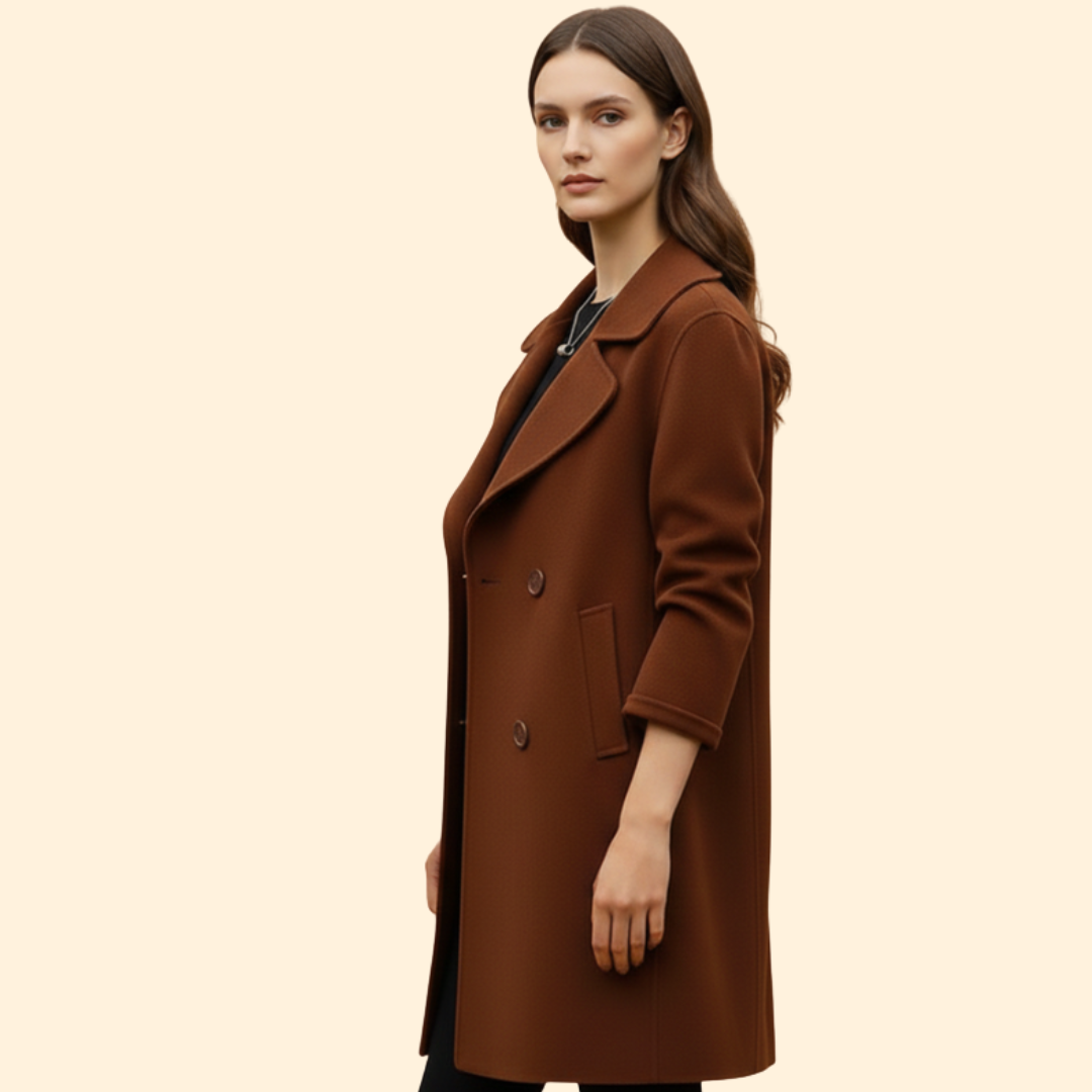 Women’s Double-Breasted Trench Coat with Notched Lapel