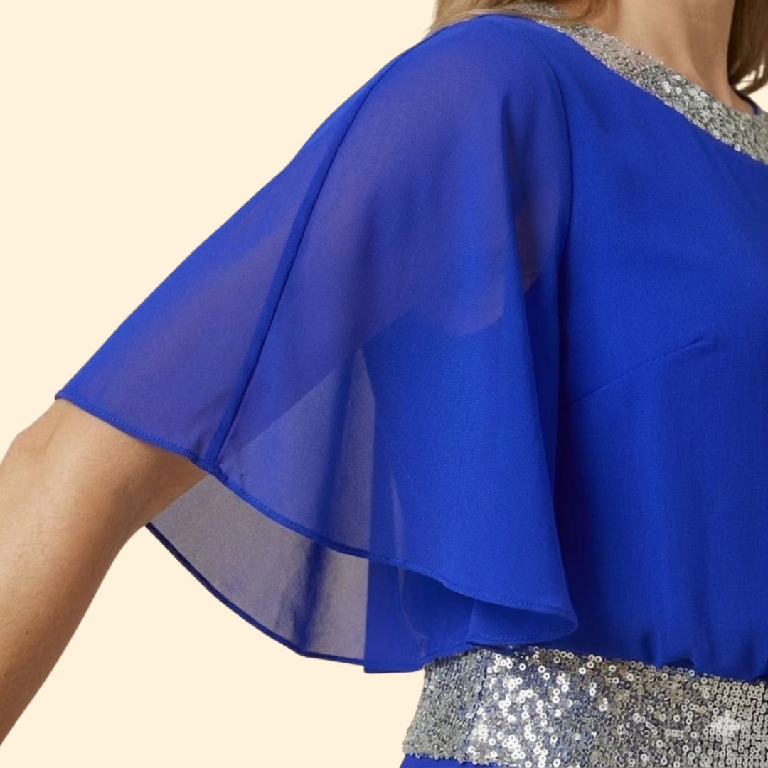 Women’s Elegant Sequin-Accented Top and Trousers Set