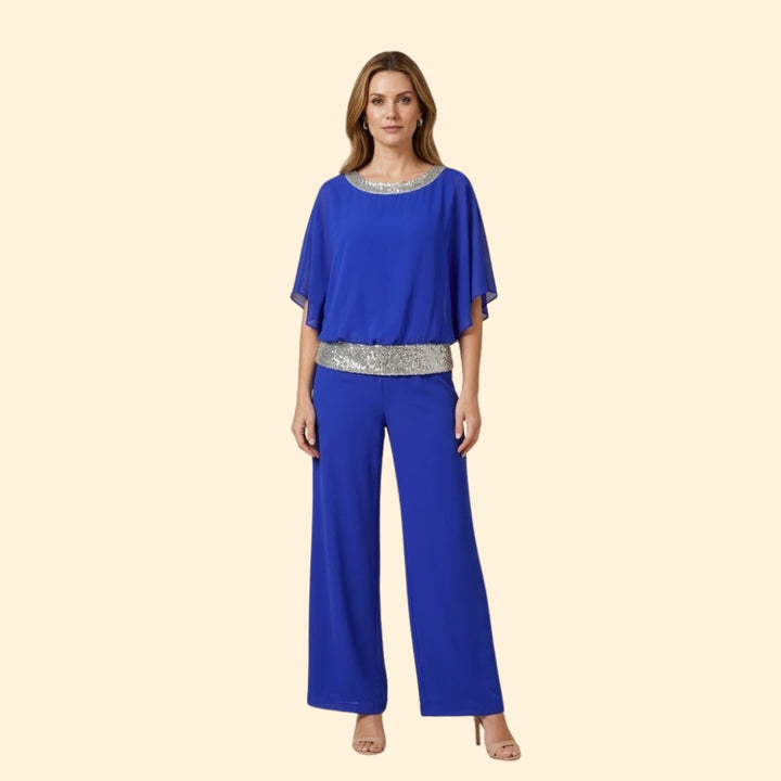 Women's Evening Set with Sequin Neckline