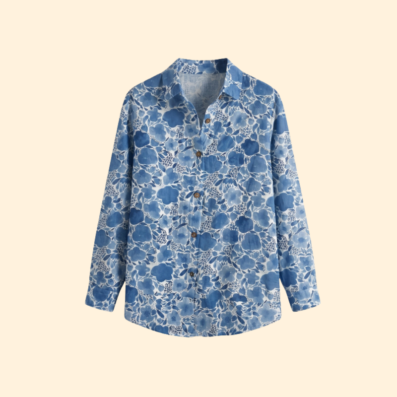 Women’s Floral Blouse with Front Buttons