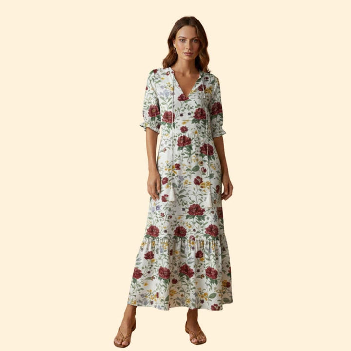 Women’s Floral Dress with V-Neckline