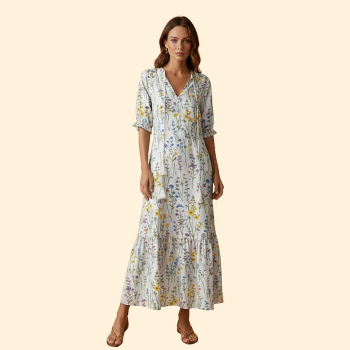 Women’s Floral Dress with V-Neckline