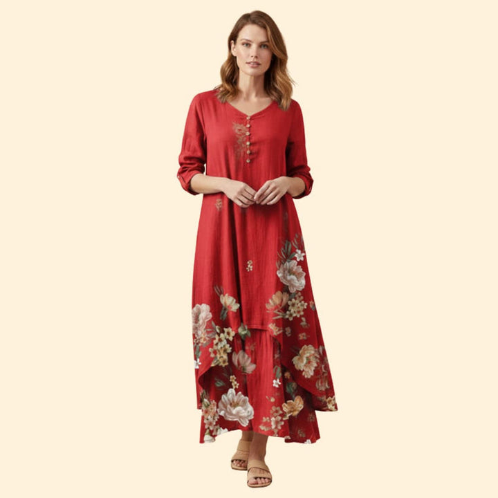 Women’s Floral Dress with V-Neckline