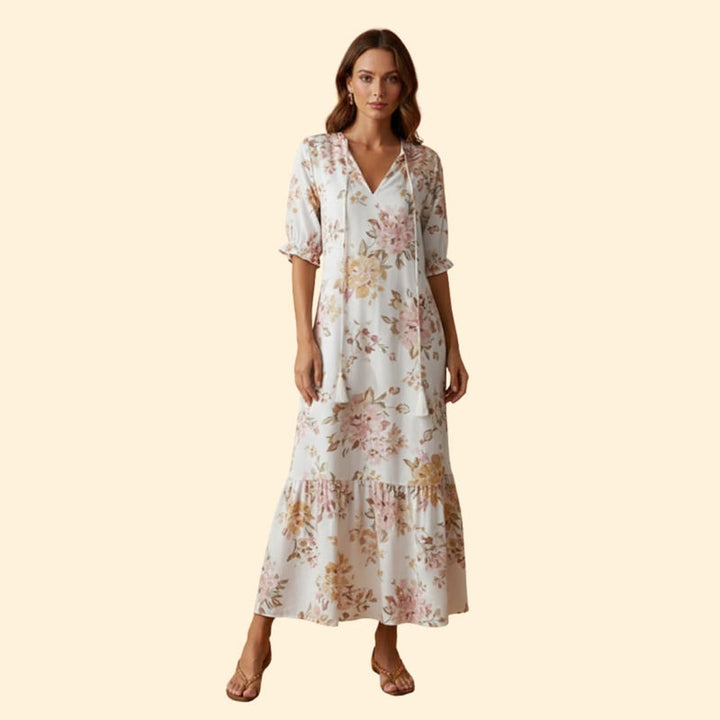 Women’s Floral Dress with V-Neckline