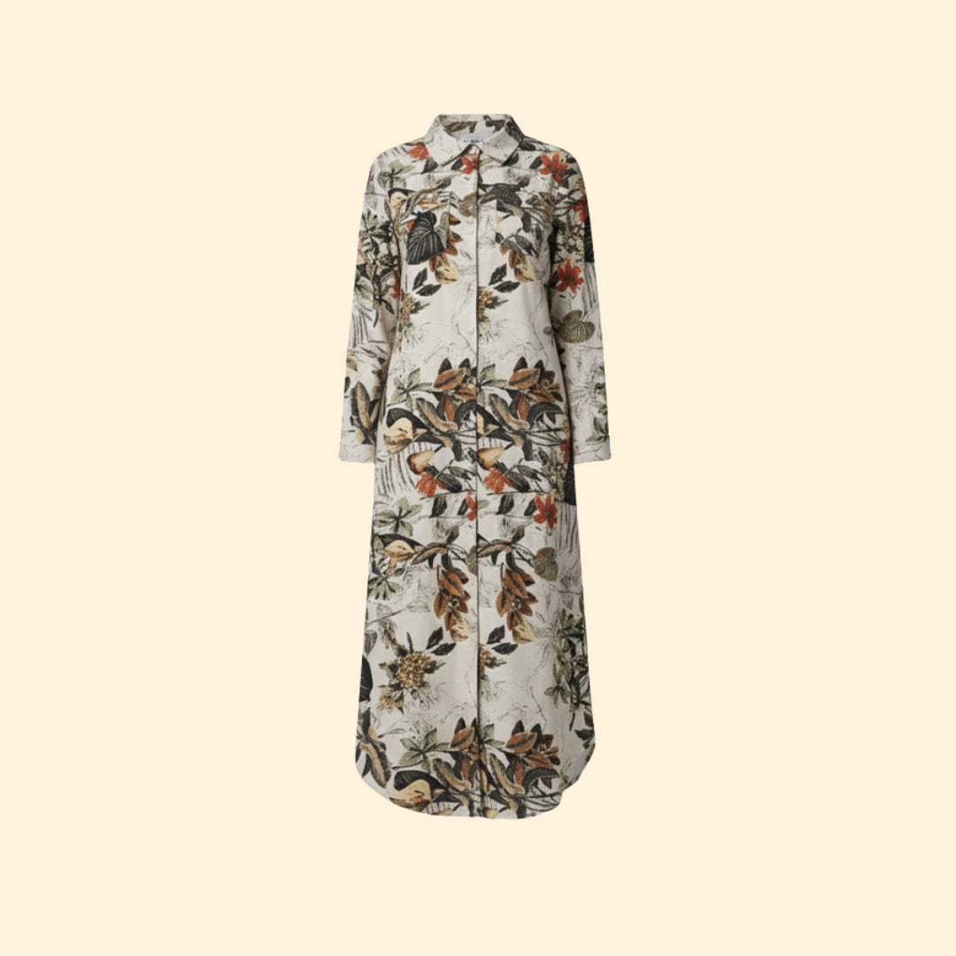 Women’s Floral Maxi Dress with Button Placket