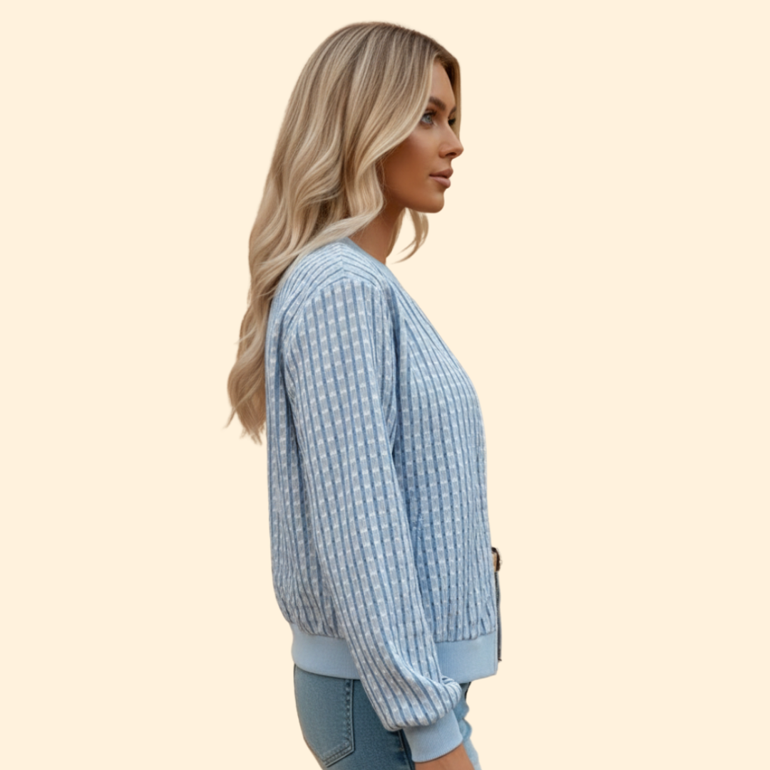 Women’s Textured Bomber Jacket with Ribbed Trim