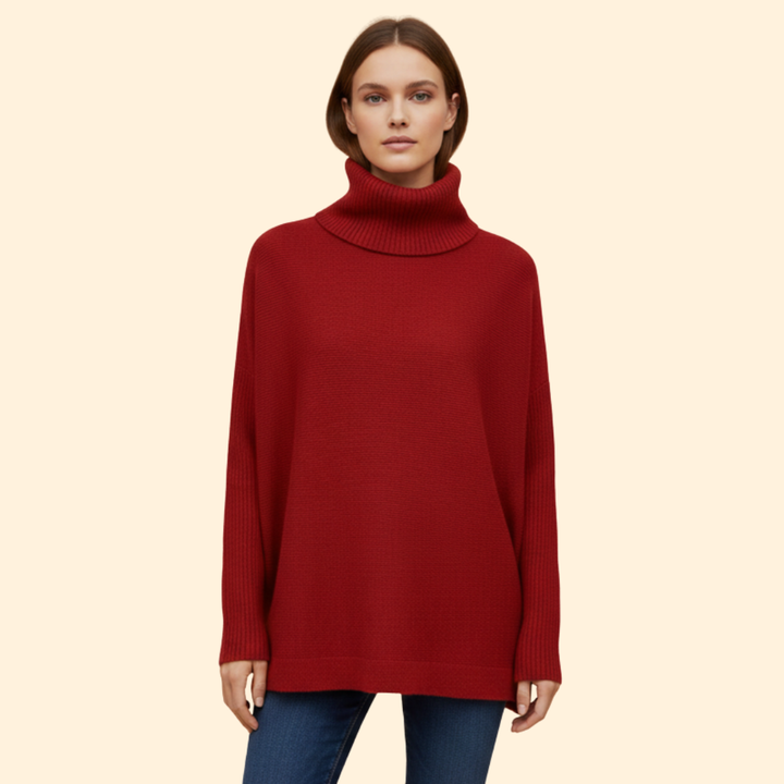 Women’s Knit Sweater with Turtleneck Design