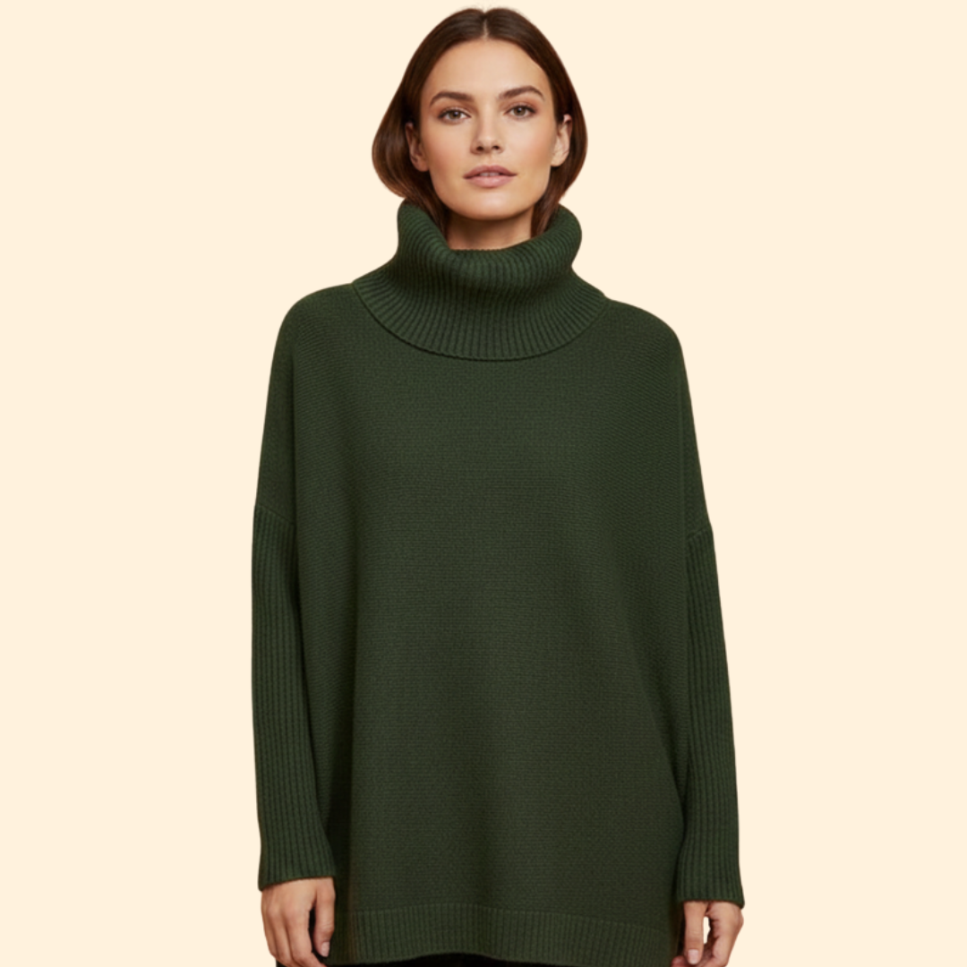 Women’s Knit Sweater with Turtleneck Design