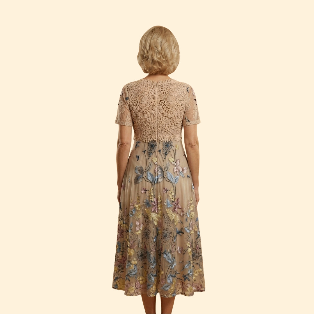 Women's Lace Midi Dress V-Neck