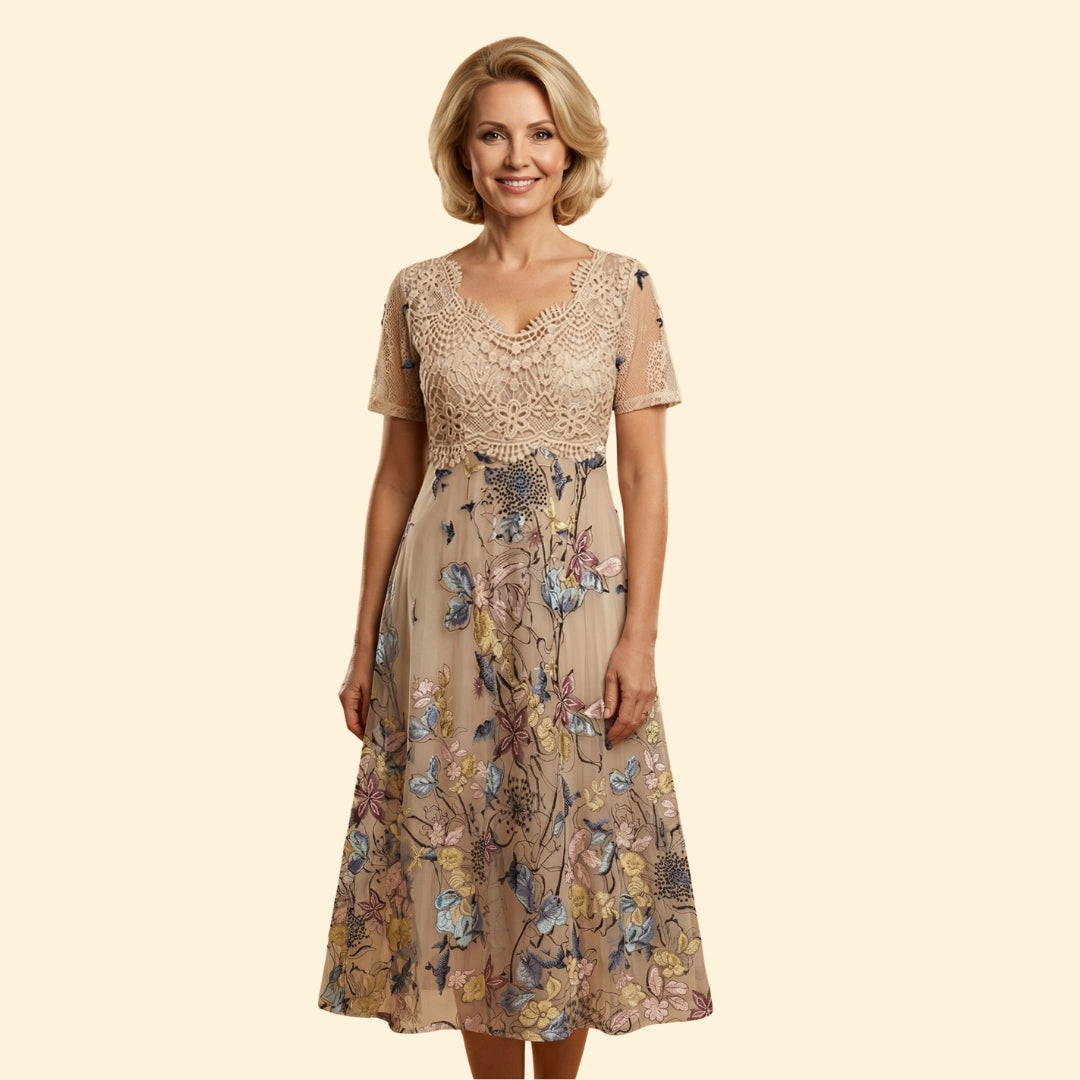 Women's Lace Midi Dress V-Neck