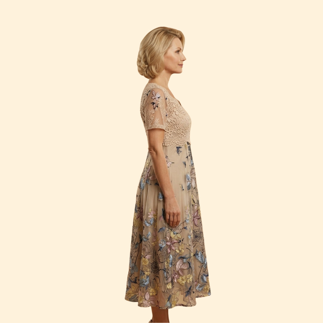 Women's Lace Midi Dress V-Neck