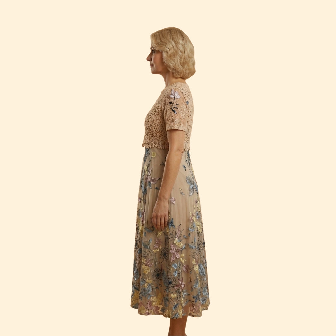 Women's Lace Midi Dress V-Neck