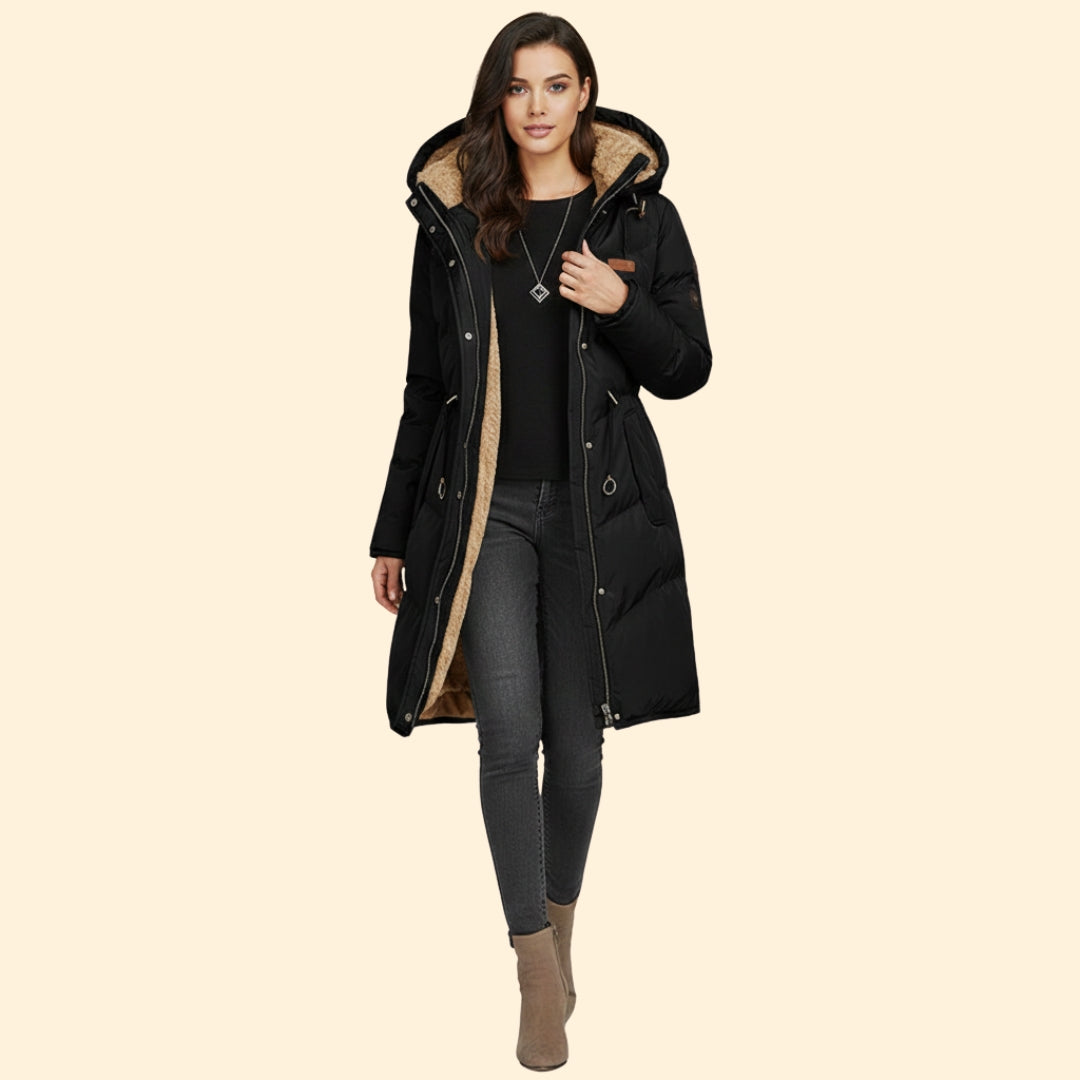 Women’s Long Parka Jacket with Faux Fur Hood
