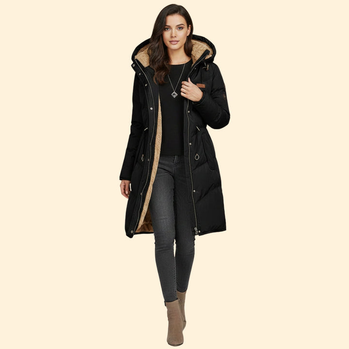 Women’s Long Parka Jacket with Faux Fur Hood