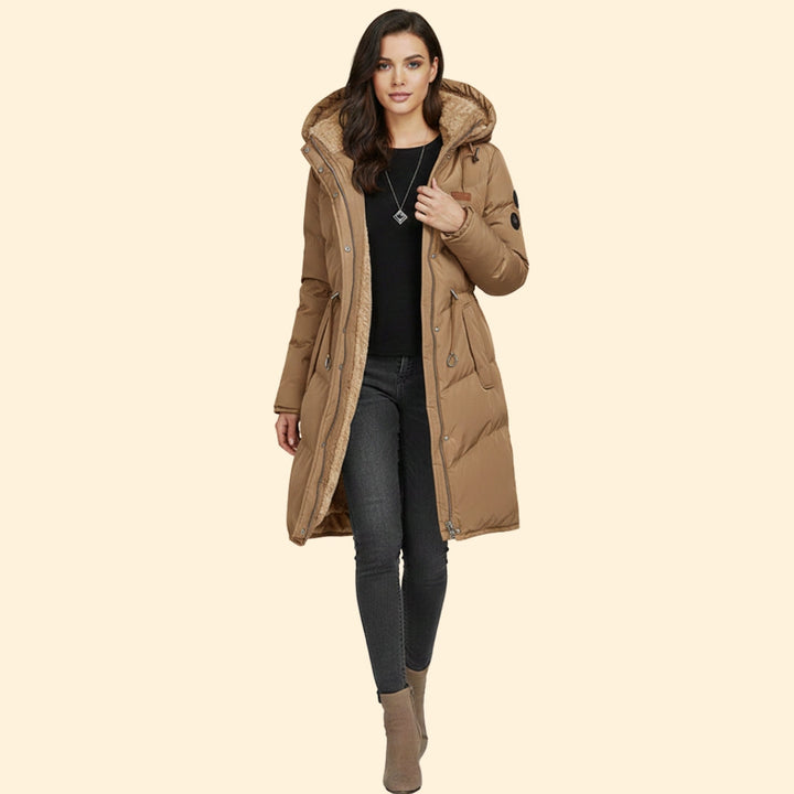 Women’s Long Parka Jacket with Faux Fur Hood
