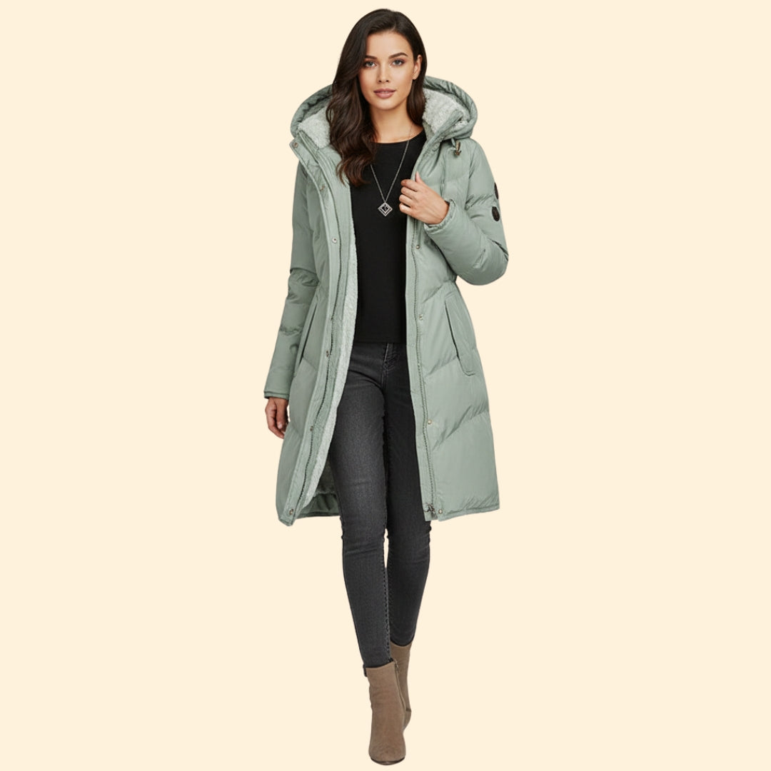 Women’s Long Parka Jacket with Faux Fur Hood