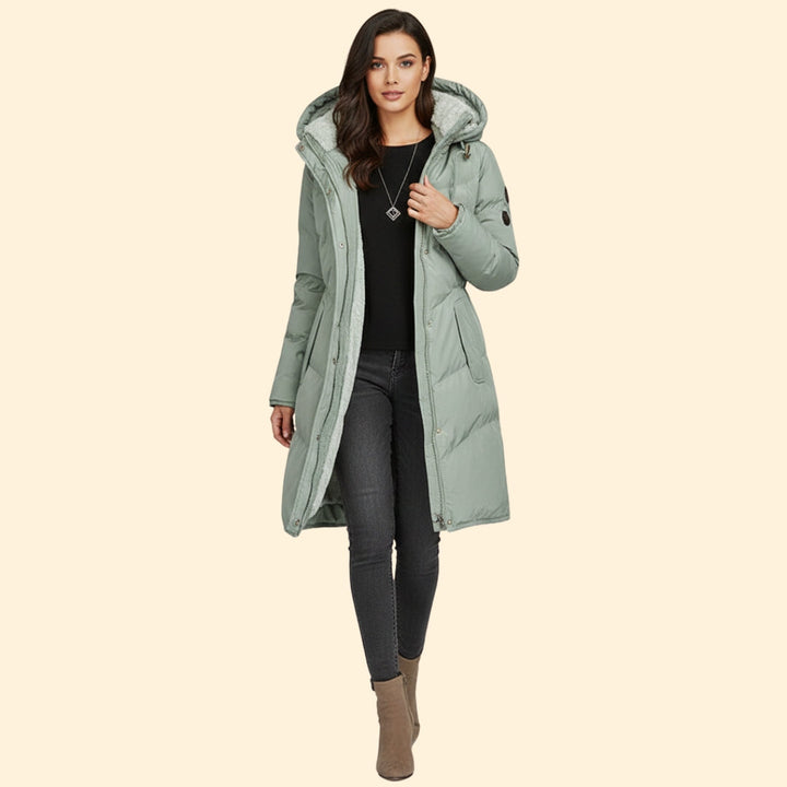 Women’s Long Parka Jacket with Faux Fur Hood